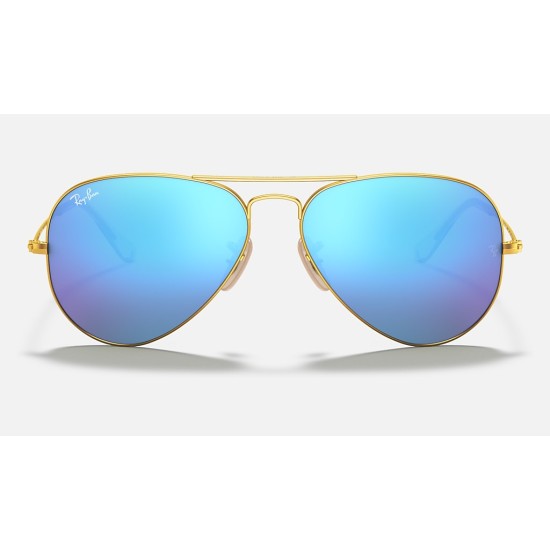 AVIATOR FLASH LENSES
Lenses: Blue Mirror  +  Frame: Gold