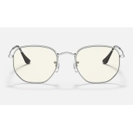 HEXAGONAL BLUE-LIGHT CLEAR EVOLVE
Lenses: Grey Clear Photocromic with Blue-Light Filter  +  Frame: Silver