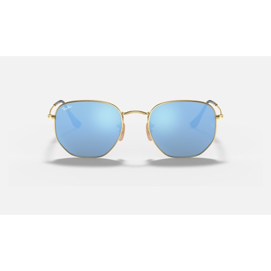 HEXAGONAL FLAT LENSES
Lenses: Light Blue Mirror  +  Frame: Gold