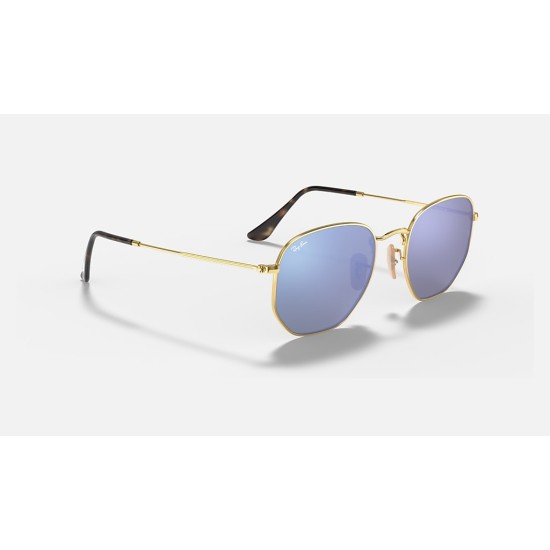 HEXAGONAL FLAT LENSES
Lenses: Light Blue Mirror  +  Frame: Gold