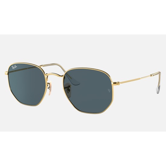 HEXAGONAL
Lenses: Blue Solid Color  +  Frame: Gold