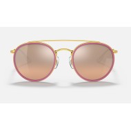 ROUND DOUBLE BRIDGE
Lenses: Silver Gradient - Mirror  +  Frame: Legend Gold