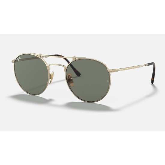 ROUND DOUBLE BRIDGE TITANIUM
Lenses: Green Classic  +  Frame: Gold