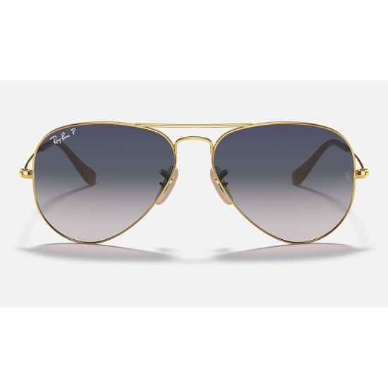 AVIATOR GRADIENT
Lenses: Polarized Blue/Grey Gradient  +  Frame: Gold