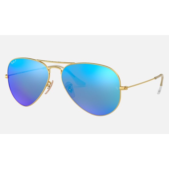 AVIATOR FLASH LENSES
Lenses: Polarized Blue Mirror  +  Frame: Gold