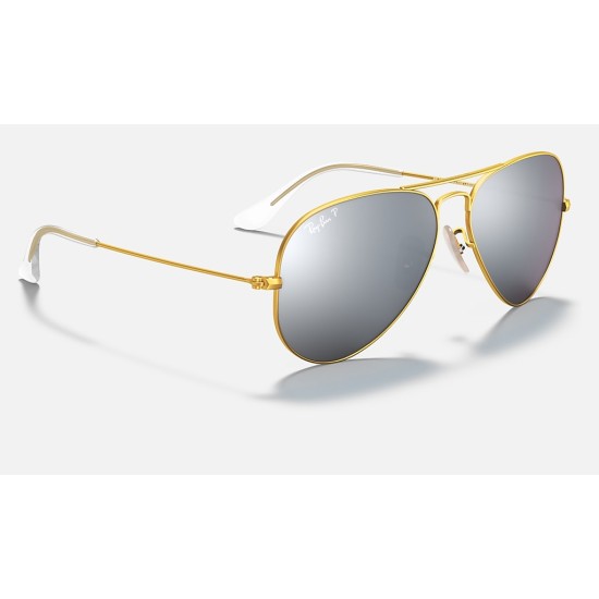 AVIATOR FLASH LENSES
Lenses: Polarized Silver Mirror  +  Frame: Gold