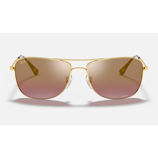 RB3543 CHROMANCE
Lenses: Polarized Purple Chromance Mirror  +  Frame: Gold